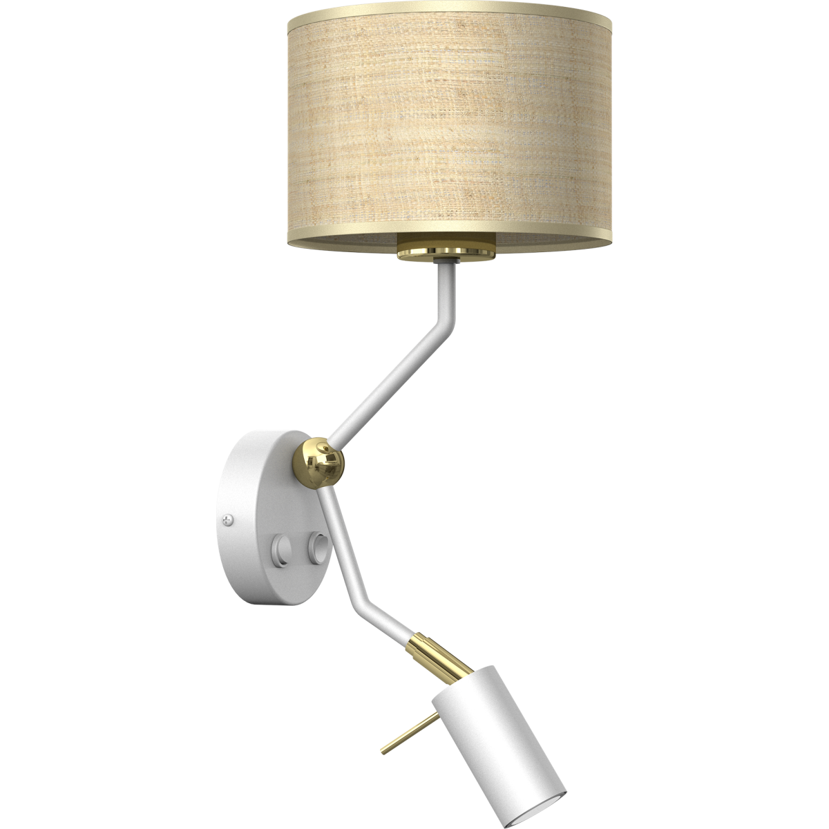 MiLagro Kinkiet Marshall 1xE27 + 1x mini GU10 Biały / Rattan MLP7483