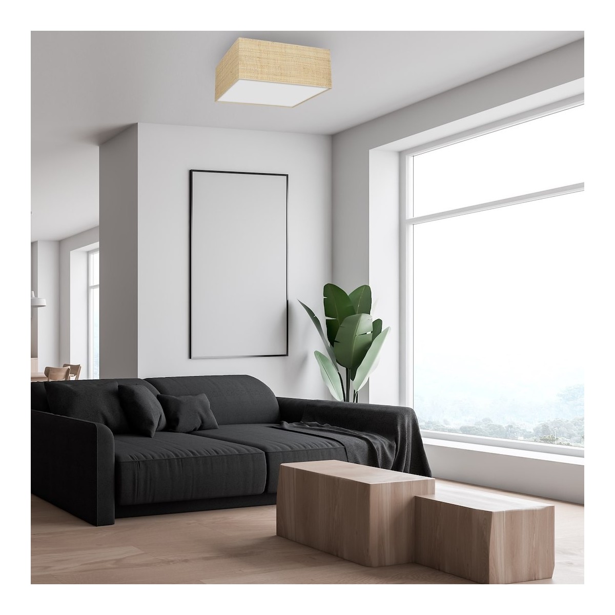 MiLagro Lampa sufitowa Marshall 3xE27 Biały/Rattan MLP7485
