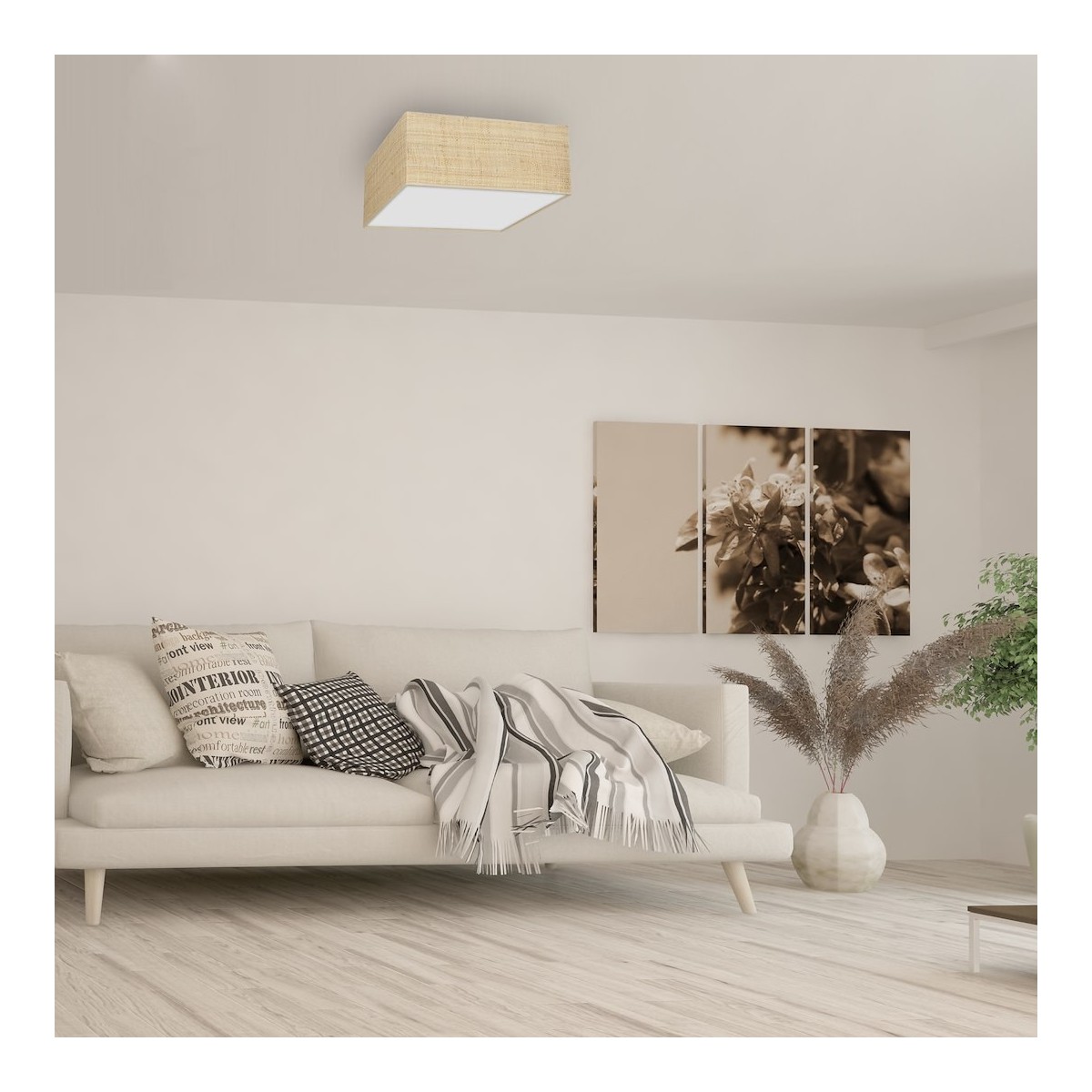 MiLagro Lampa sufitowa Marshall 3xE27 Biały/Rattan MLP7485