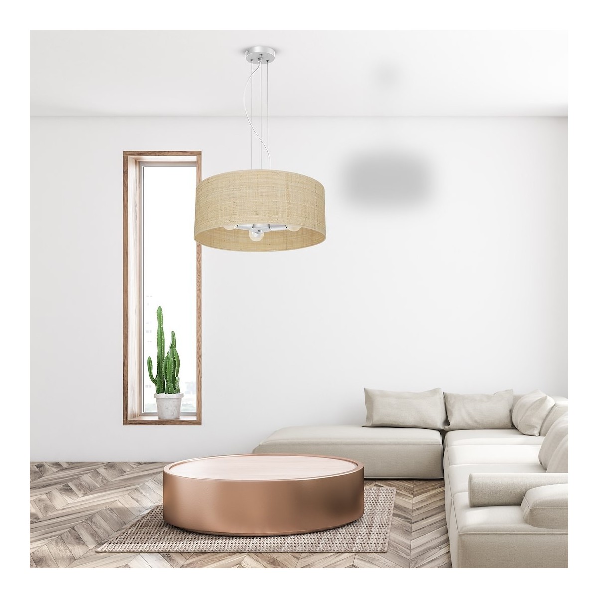 MiLagro Lampa wisząca Marshall Biały/Rattan 3xE27 MLP7490