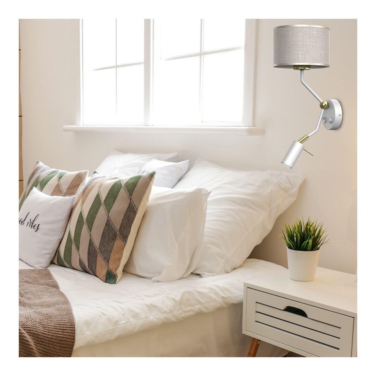 MiLagro Kinkiet LINO BIEL / LEN 1xE27 + 1x mini GU10 MLP7494