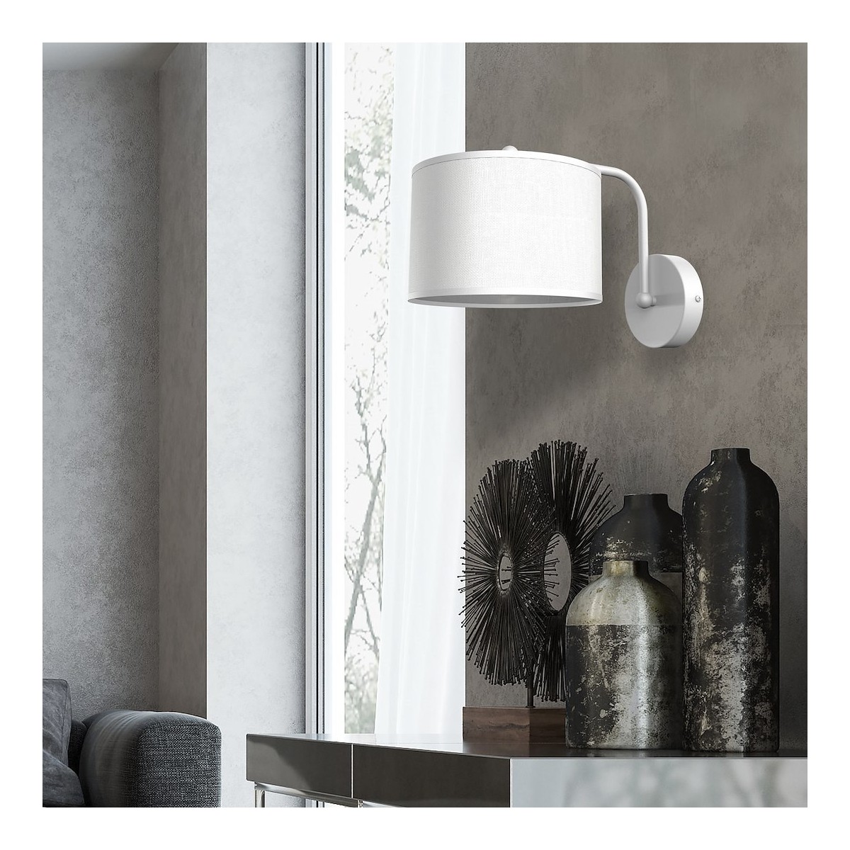 MiLagro Kinkiet ALBION BIEL / BAWEŁNA1xE27 MLP7504