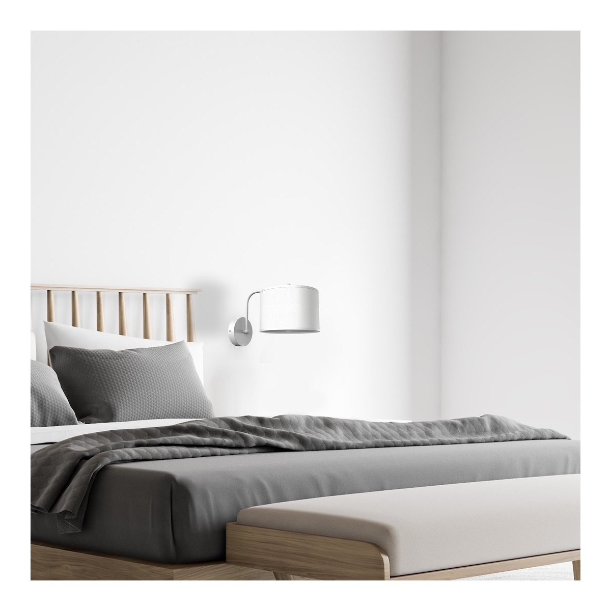 MiLagro Kinkiet ALBION BIEL / BAWEŁNA1xE27 MLP7504