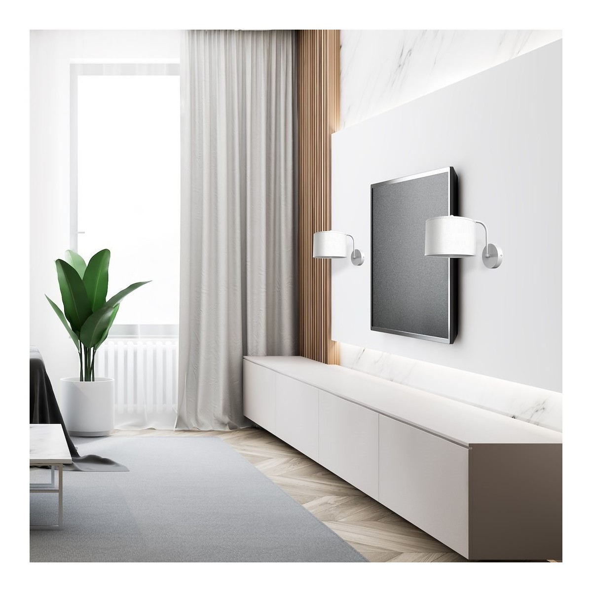 MiLagro Kinkiet ALBION BIEL / BAWEŁNA1xE27 MLP7504