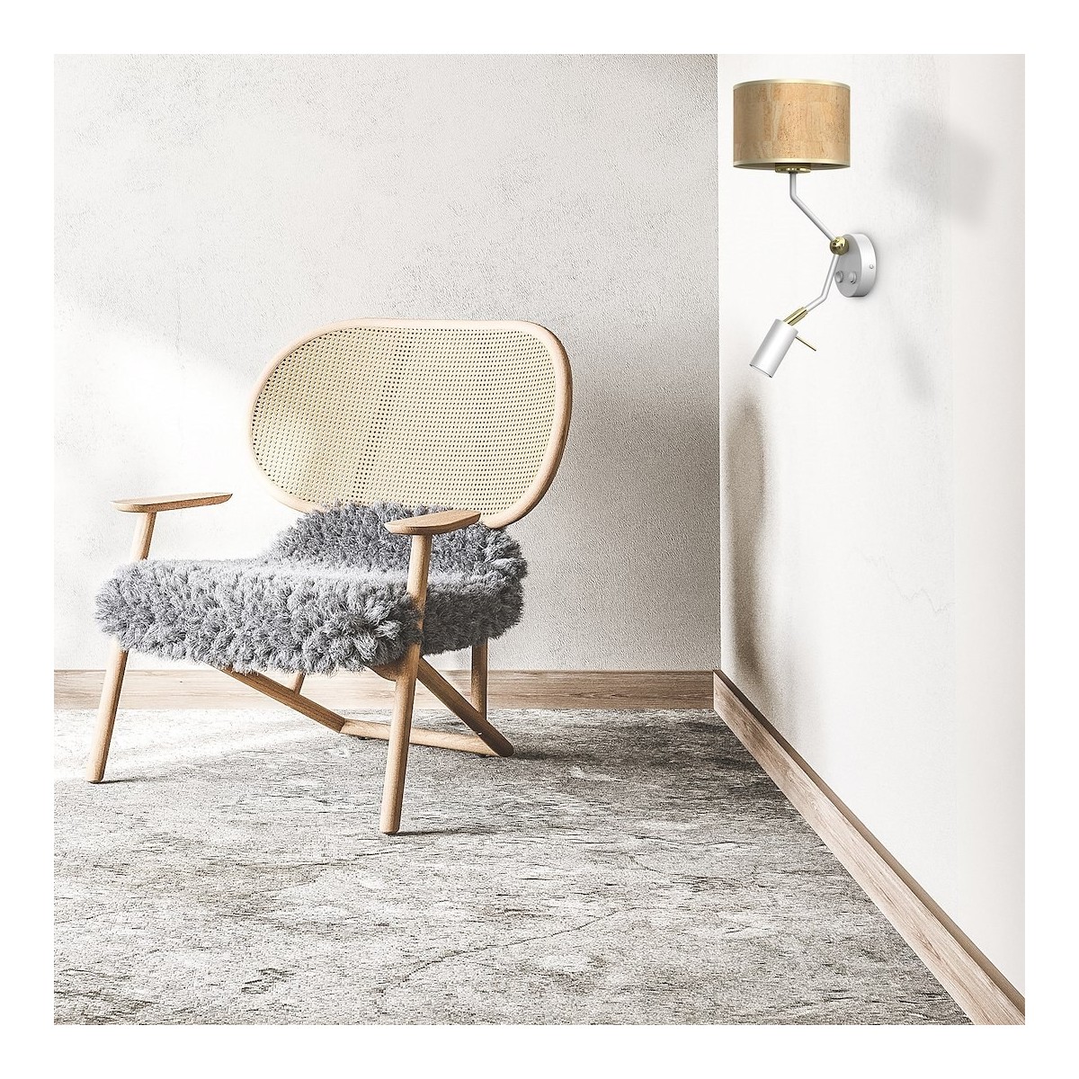 MiLagro Kinkiet Cork 1xE27 + Mini GU10 Biały/Korek MLP7516