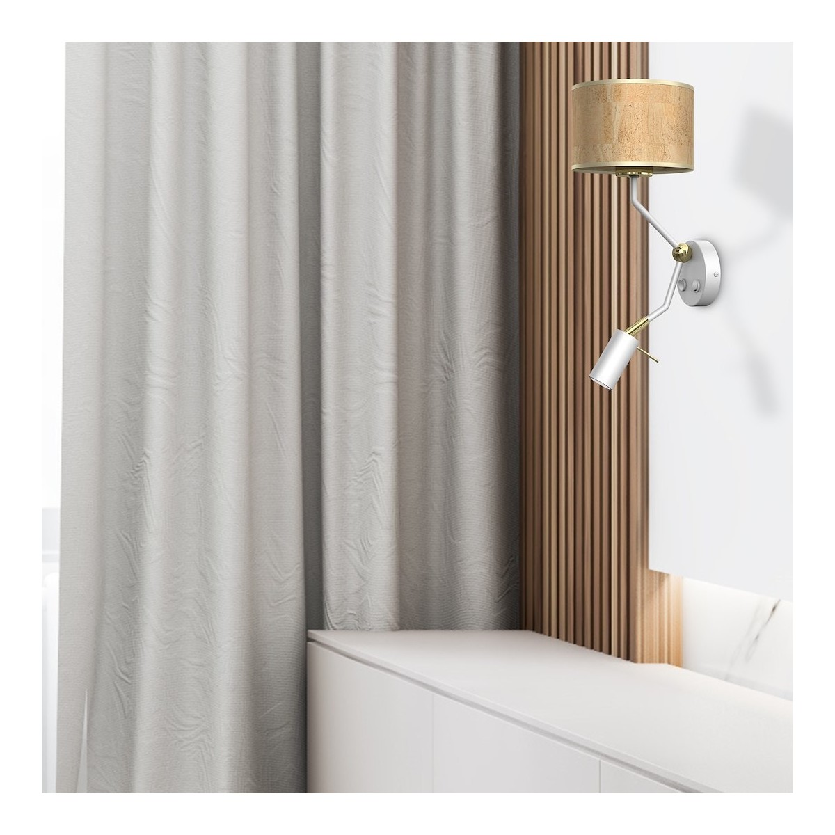 MiLagro Kinkiet Cork 1xE27 + Mini GU10 Biały/Korek MLP7516