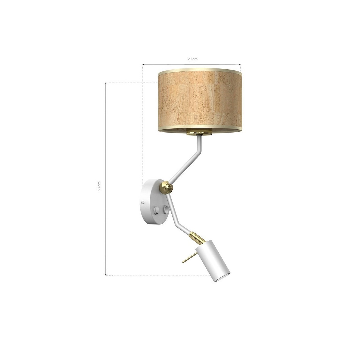 MiLagro Kinkiet Cork 1xE27 + Mini GU10 Biały/Korek MLP7516