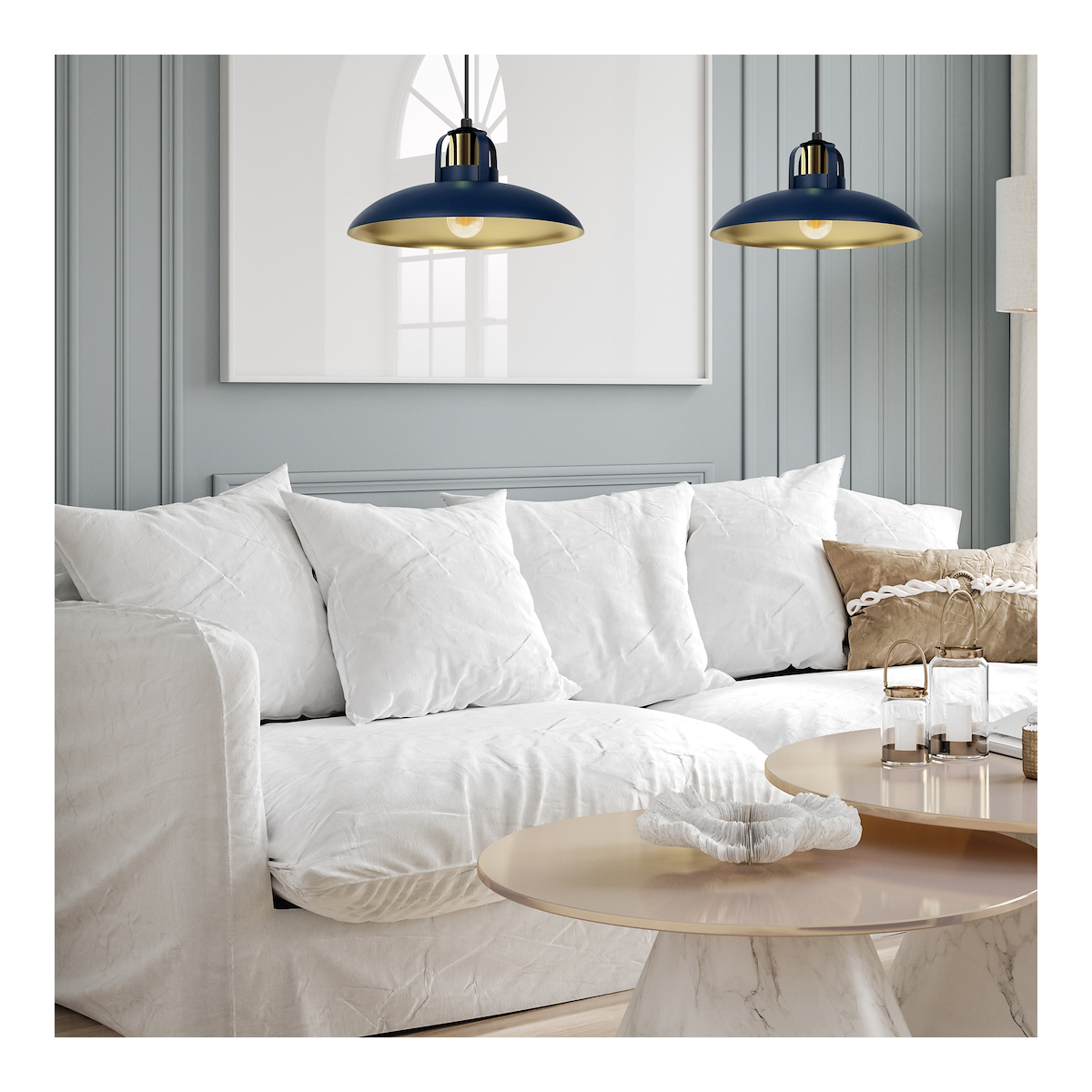 MiLagro Lampa wisząca FELIX NAVY BLUE/GOLD 2xE27 MLP7715