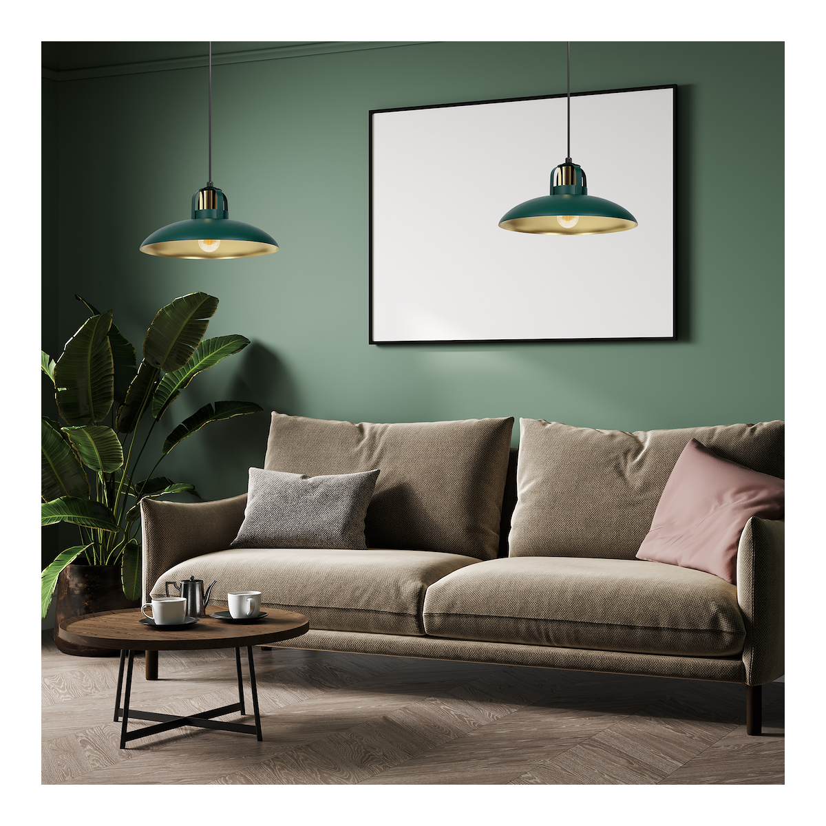 MiLagro Lampa wisząca FELIX Green Gold nowoczesne lampy do wnętrz