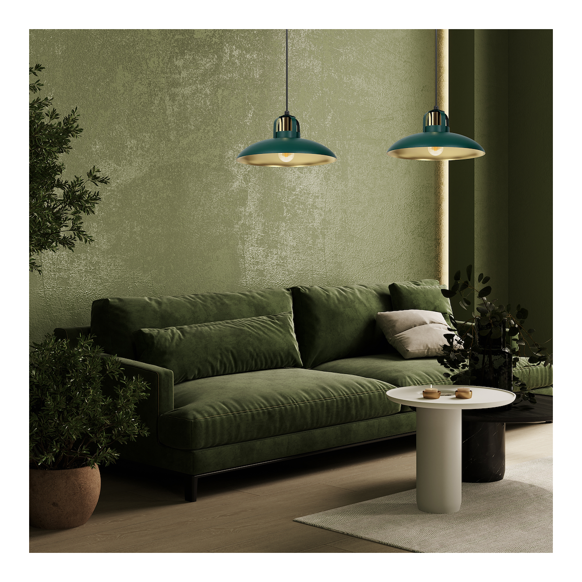 MiLagro Lampa wisząca FELIX GREEN/GOLD 2xE27 MLP7710