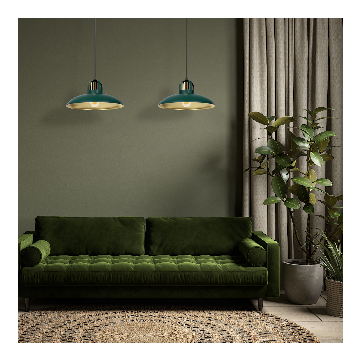 MiLagro Lampa wisząca FELIX GREEN/GOLD 2xE27 MLP7710