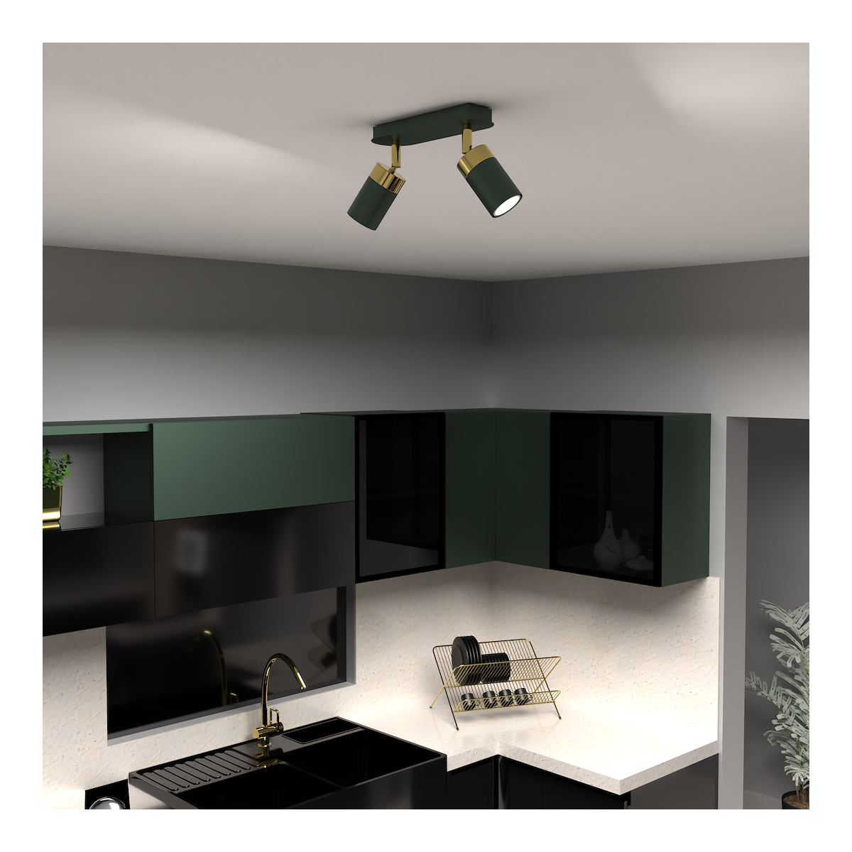 MiLagro Lampa sufitowa JOKER GREEN/GOLD 2xGU10 MLP7718