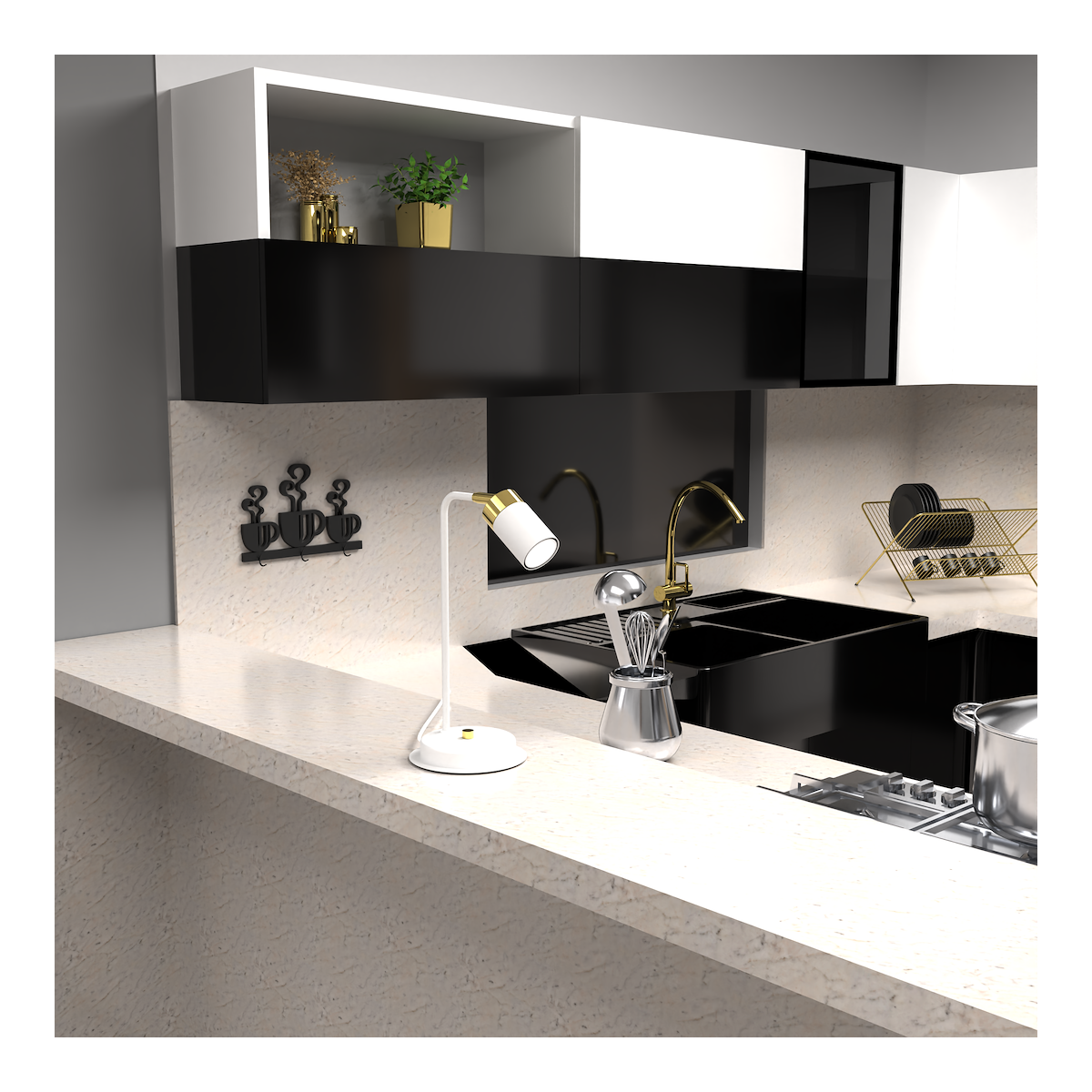 MiLagro Lampka nocna JOKER White Gold designerskie lampy LED