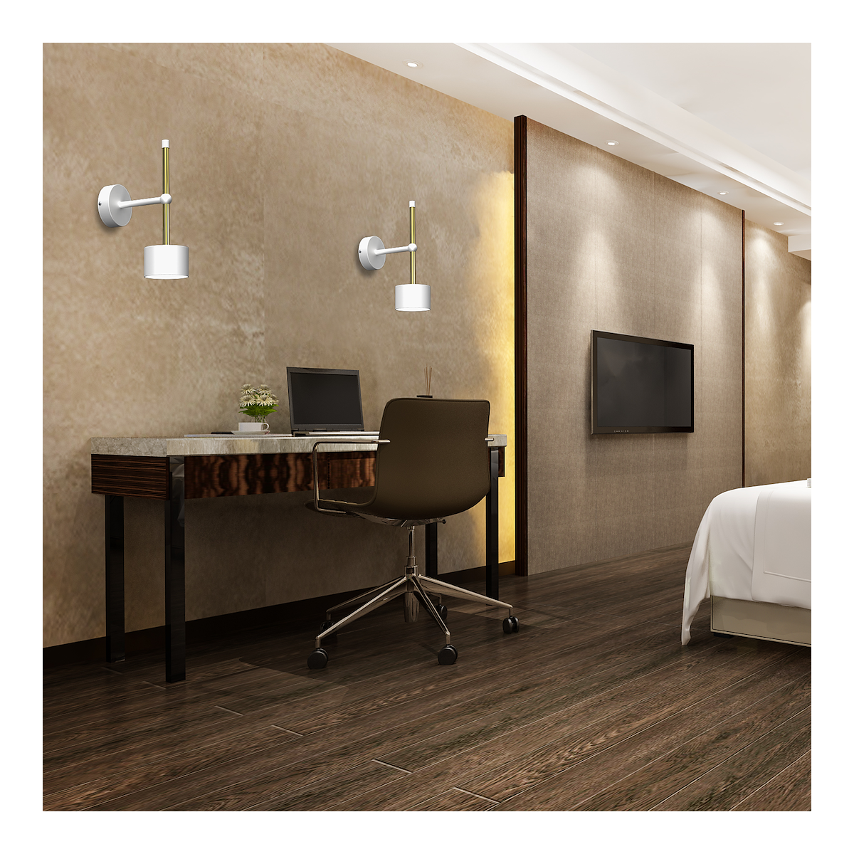 MiLagro Kinkiet Arena 1xGX53 Biały/Złoty MLP7753