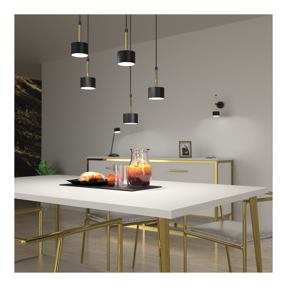 MiLagro Lampa wisząca ARENA 5xGX53 Black Gold designerskie lampy LED