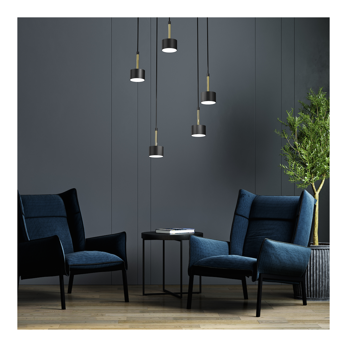 MiLagro Lampa wisząca ARENA 5xGX53 Black Gold designerskie lampy LED