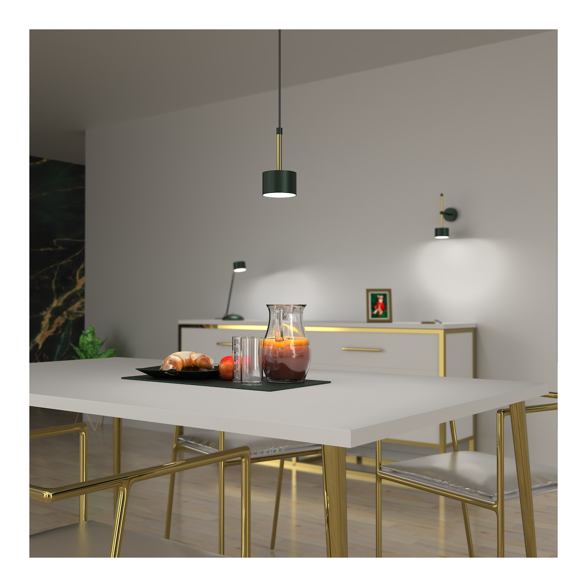 MiLagro Lampa wisząca ARENA GREEN/GOLD 1xGX53 MLP7766