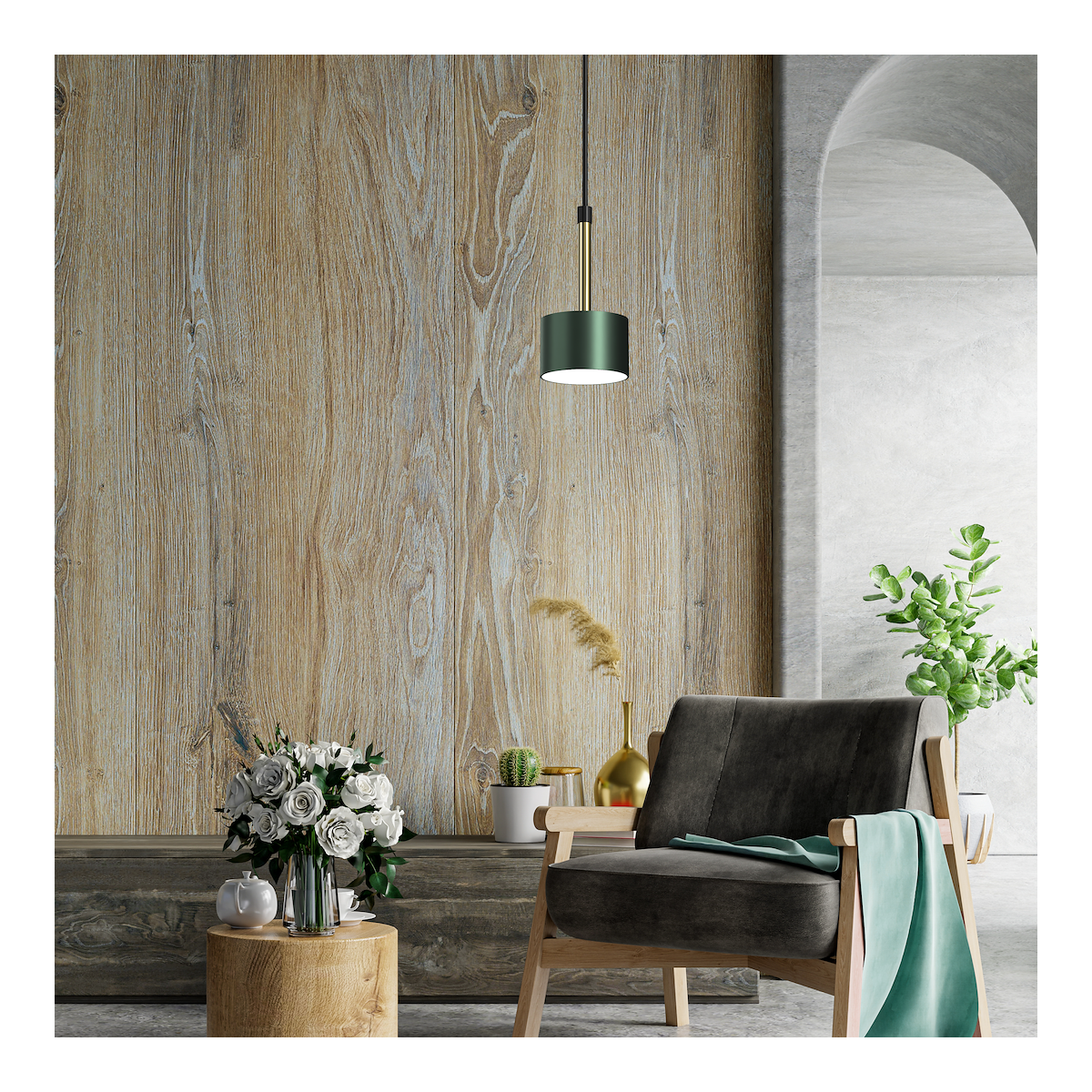 MiLagro Lampa wisząca ARENA GREEN/GOLD 1xGX53 MLP7766
