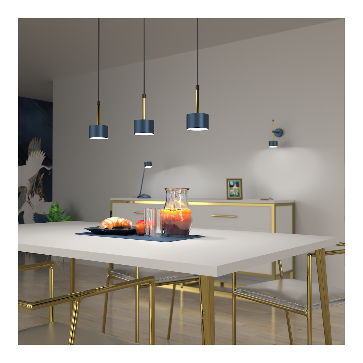 MiLagro Lampa wisząca ARENA BLUE/GOLD 3xGX53 MLP7773