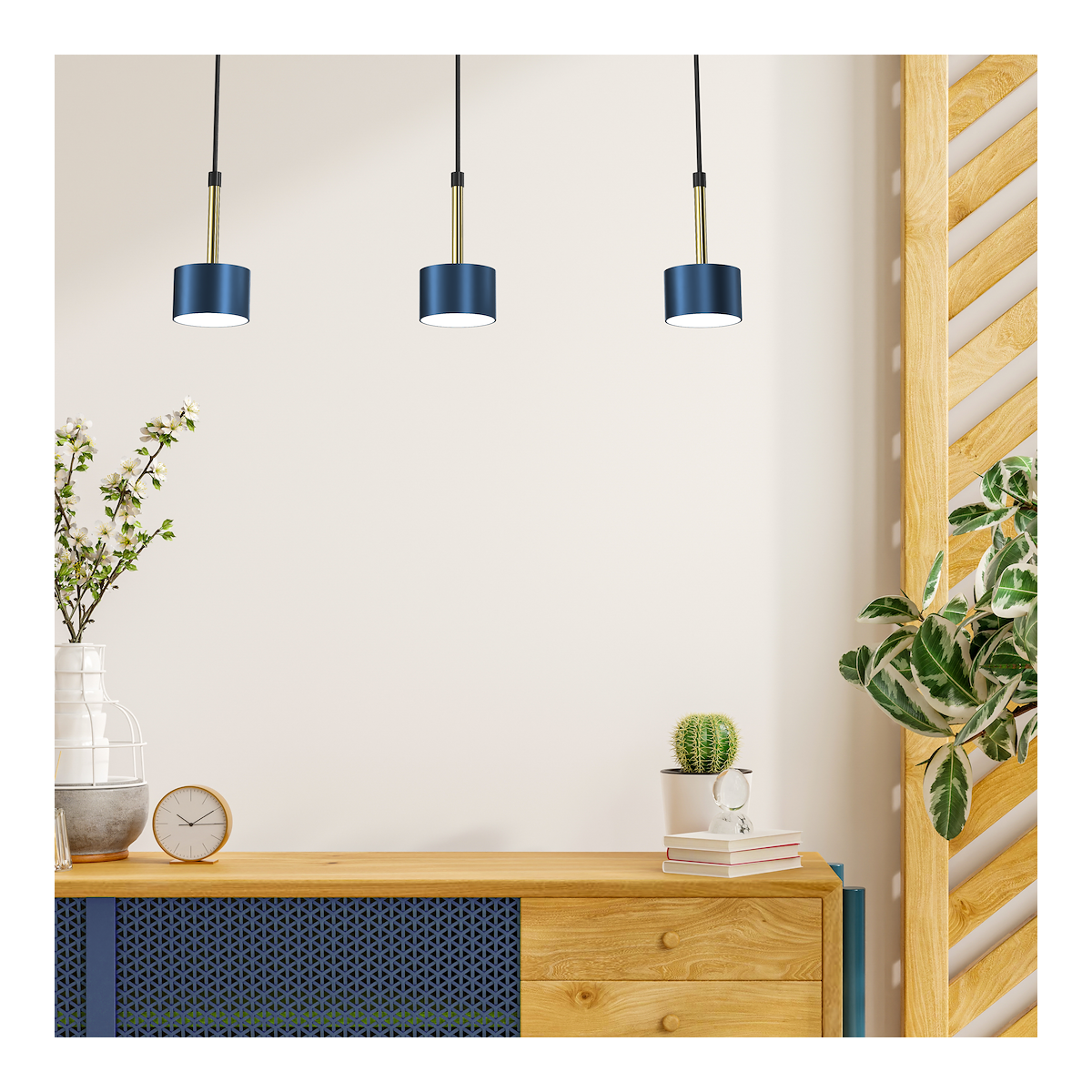 MiLagro Lampa wisząca ARENA Blue Gold 3xGX53 unikalne oświetlenie