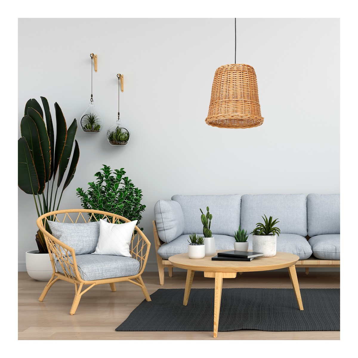 MiLagro Lampa wisząca VIMINI NATURAL WOOD 1xE27 MLP7990