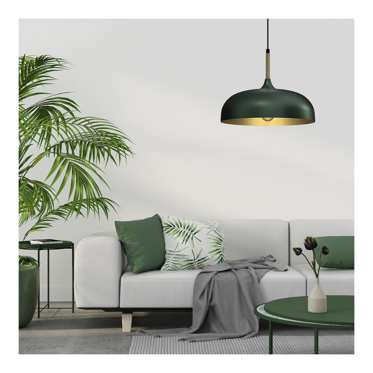 MiLagro Lampa wisząca LINCOLN GREEN/GOLD 1xE27 35cm MLP8032