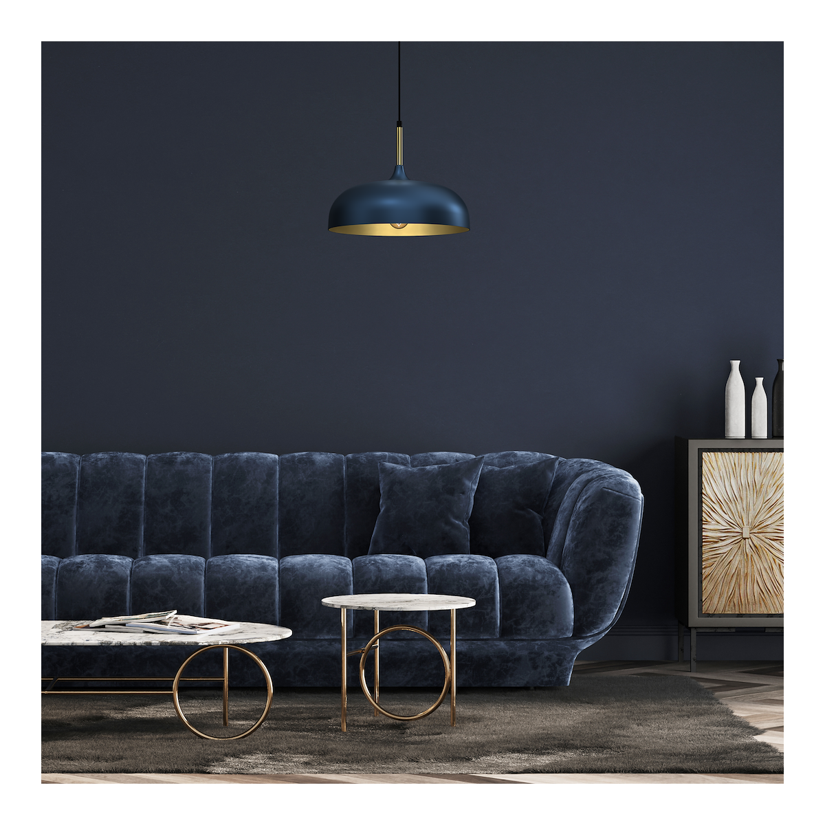 MiLagro Lampa wisząca LINCOLN BLUE/GOLD 1xE27 35cm MLP8033