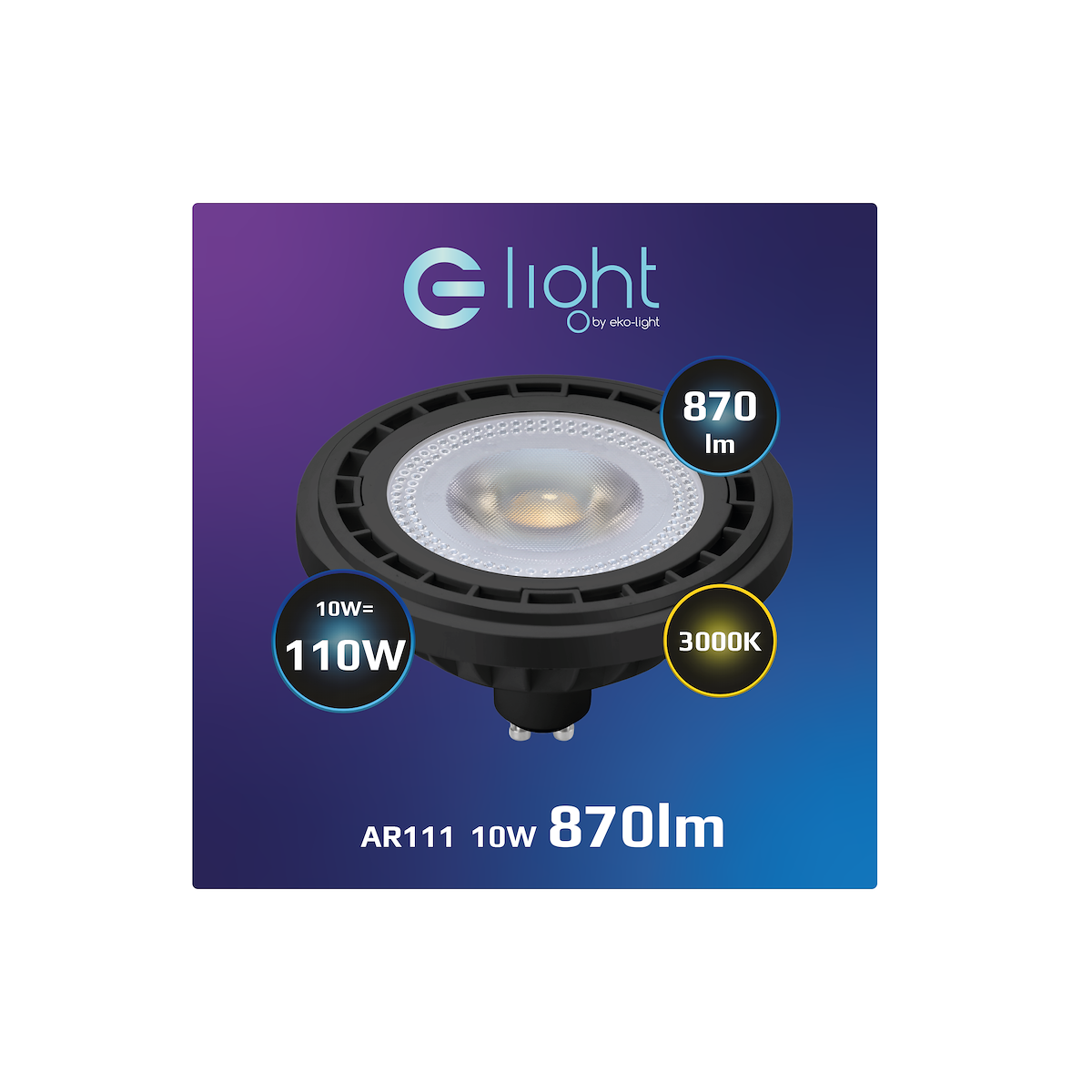 MiLagro Żarówka LED AR111 3000K Czarna premium oświetlenie