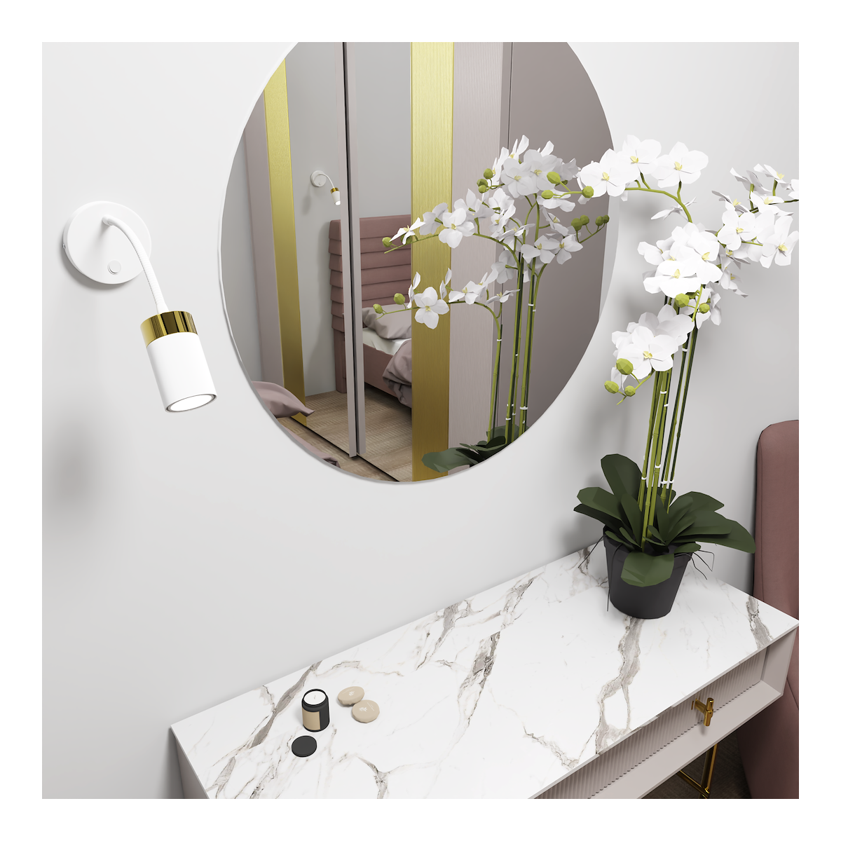 MiLagro Kinkiet flex Joker 1xGU10 Biały/Złoty MLP8535