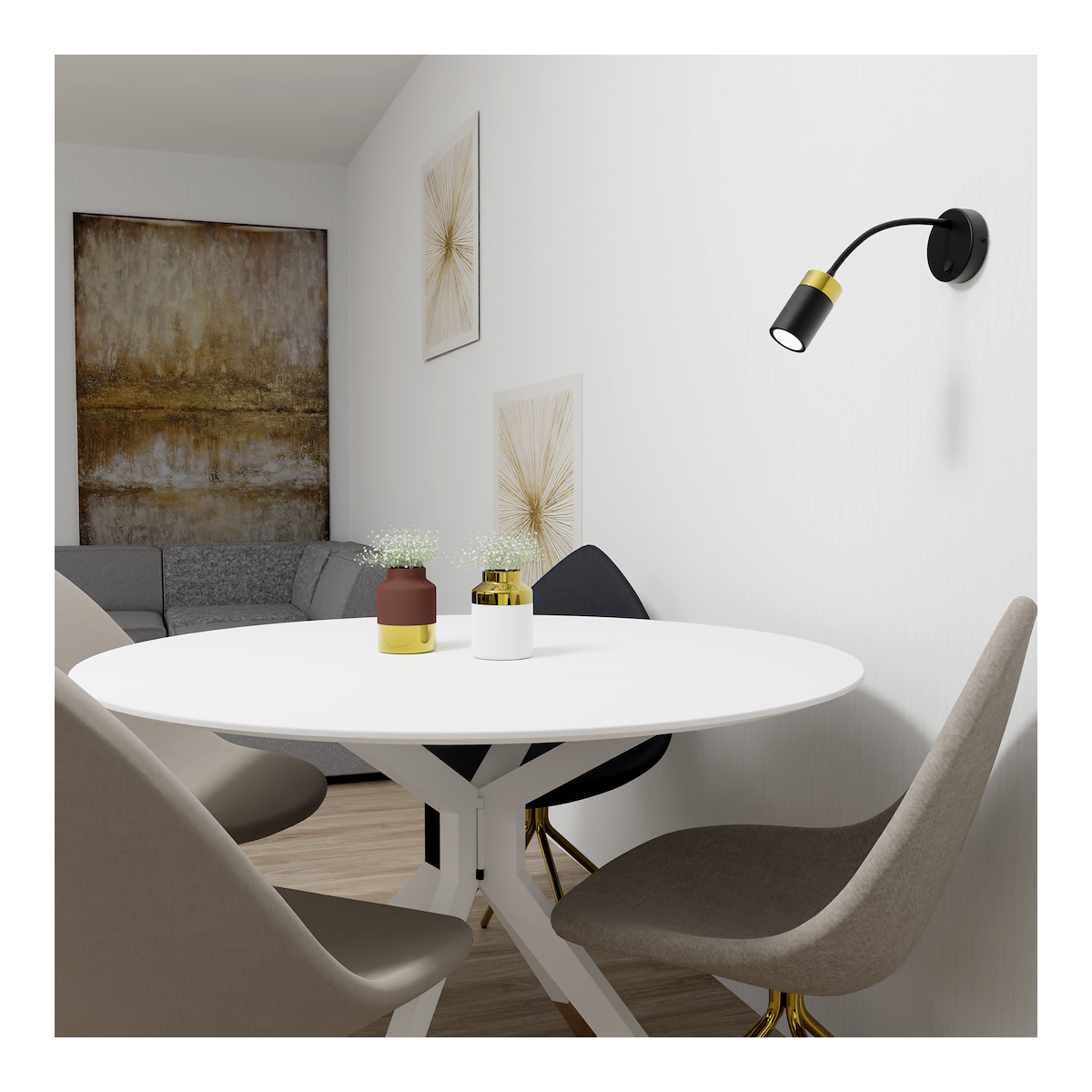 MiLagro Kinkiet flex JOKER BLACK/GOLD 1xGU10 MLP8536