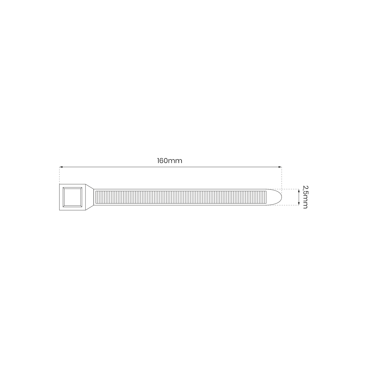 MiLagro Opaska Zaciskowa 2,5x160mm Czarny - 100szt EK8580