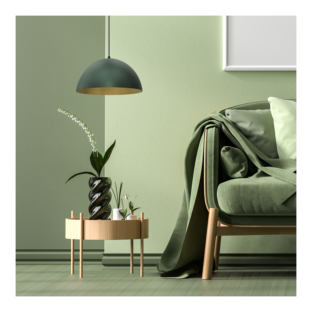 Lampa wisząca BETA GREEN GOLD 35cm niepowtarzalne oświetlenie wnętrza