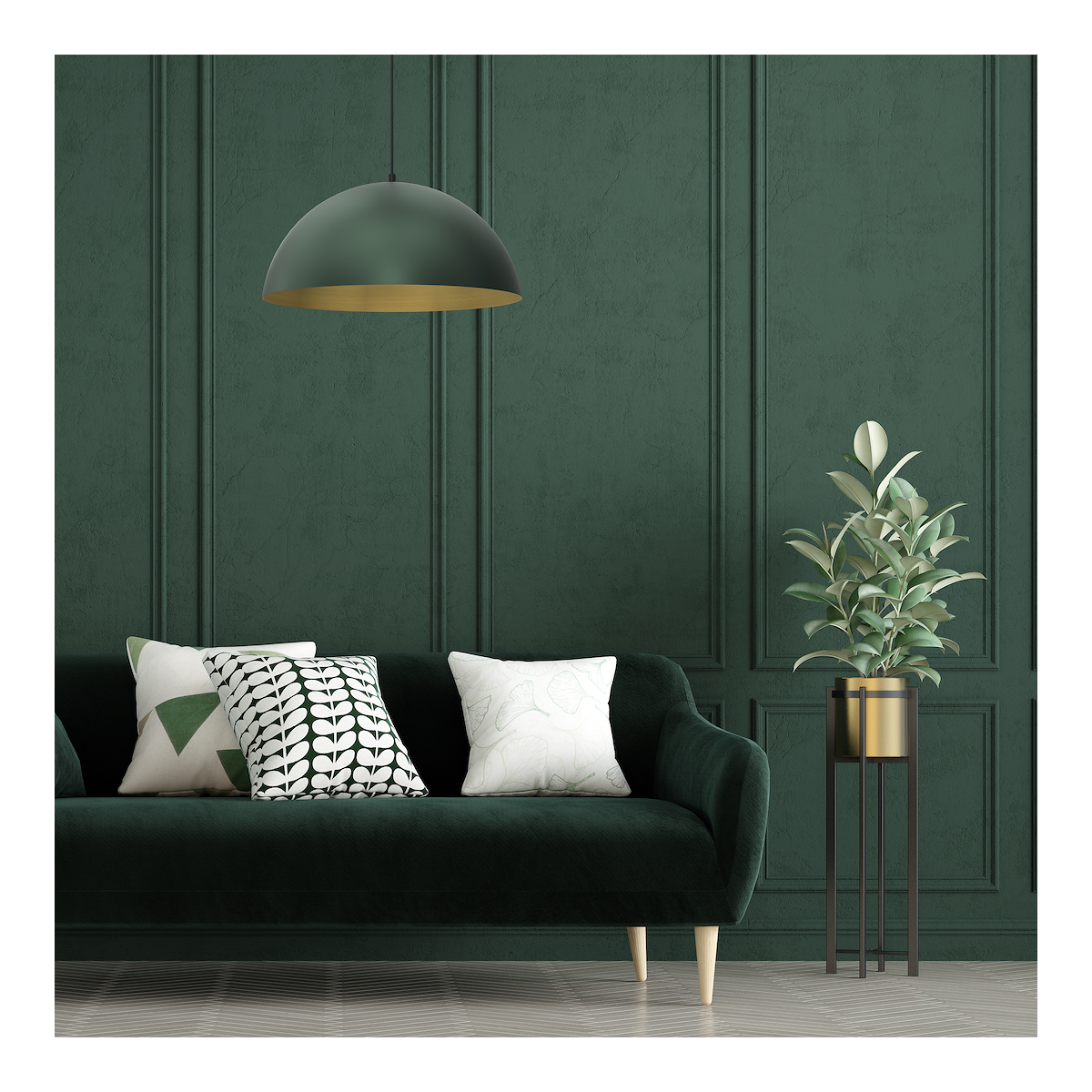 MiLagro Lampa wisząca BETA GREEN/GOLD 1xE27 45cm MLP8287