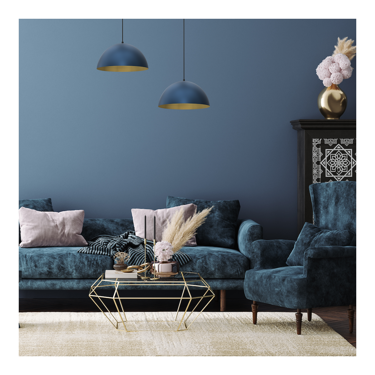 Lampa wisząca BETA NAVY BLUE GOLD nowoczesne lampy do wnętrz