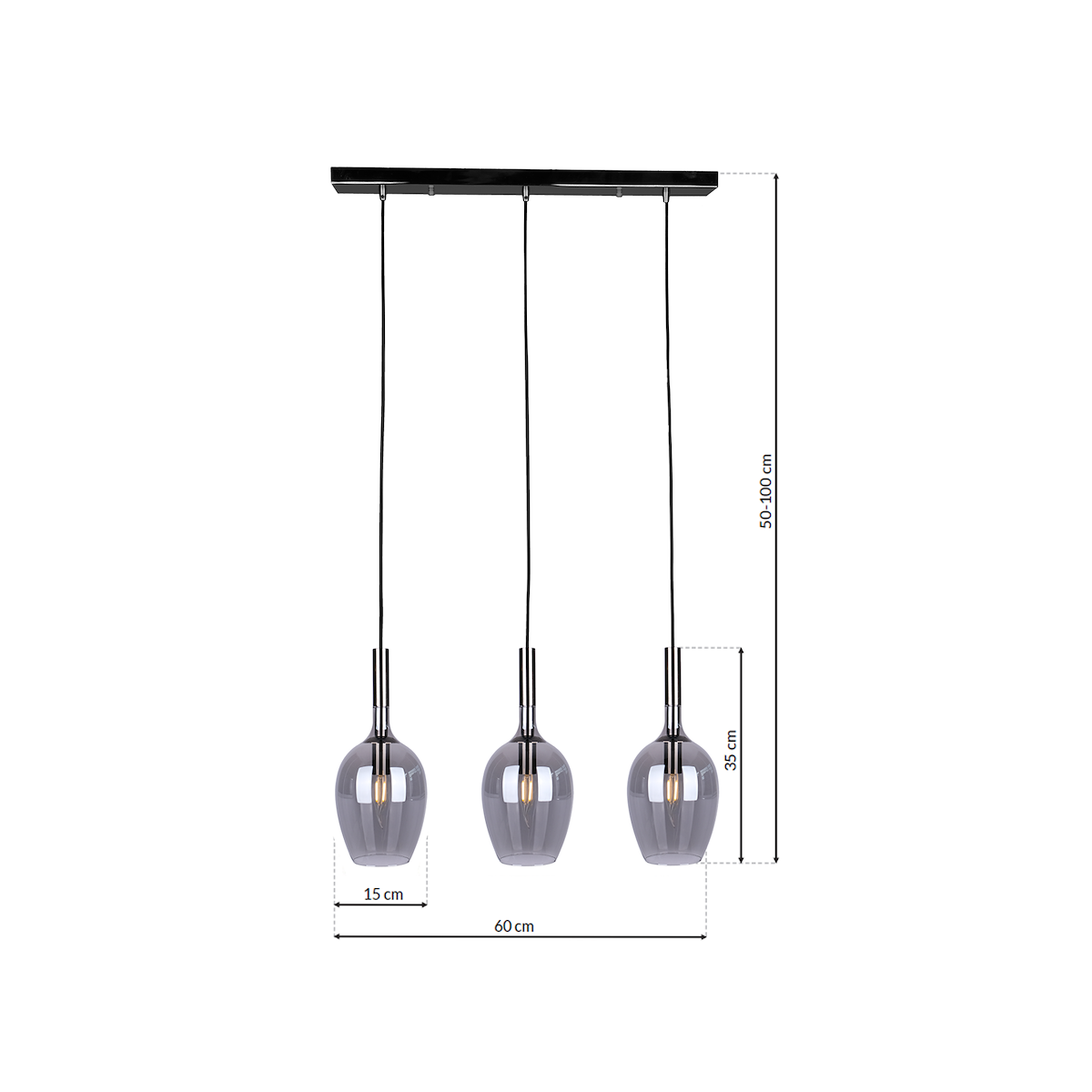 MiLagro Lampa wisząca LUGANO SMOKED 3xE14 ML8814