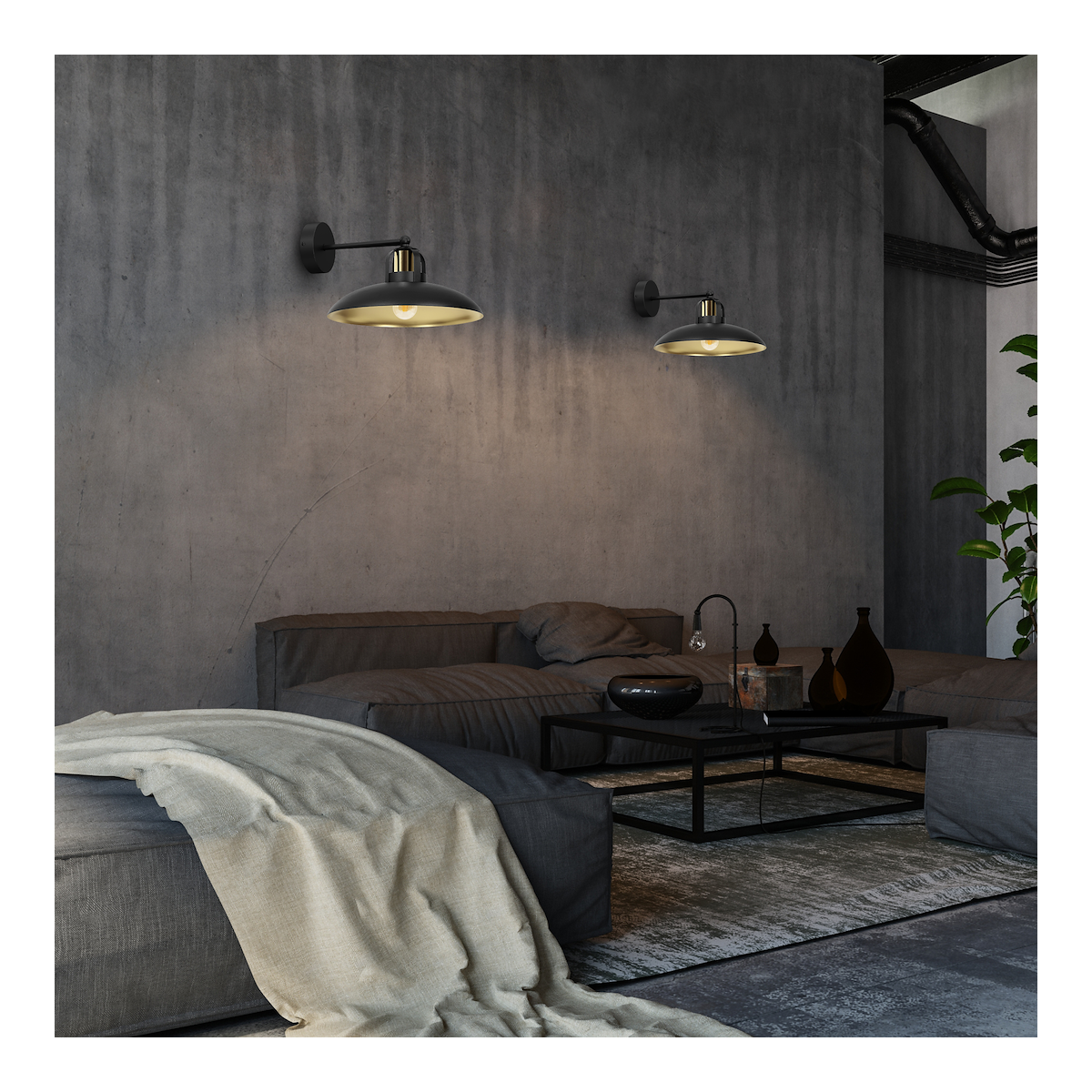 MiLagro Kinkiet FELIX BLACK/GOLD 1xE27 MLP8904