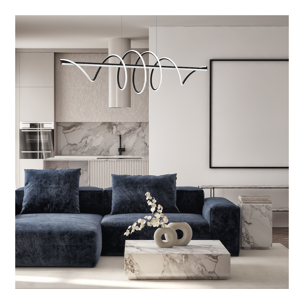 Lampa wisząca TWIST BLACK 90W LED nietuzinkowe oświetlenie