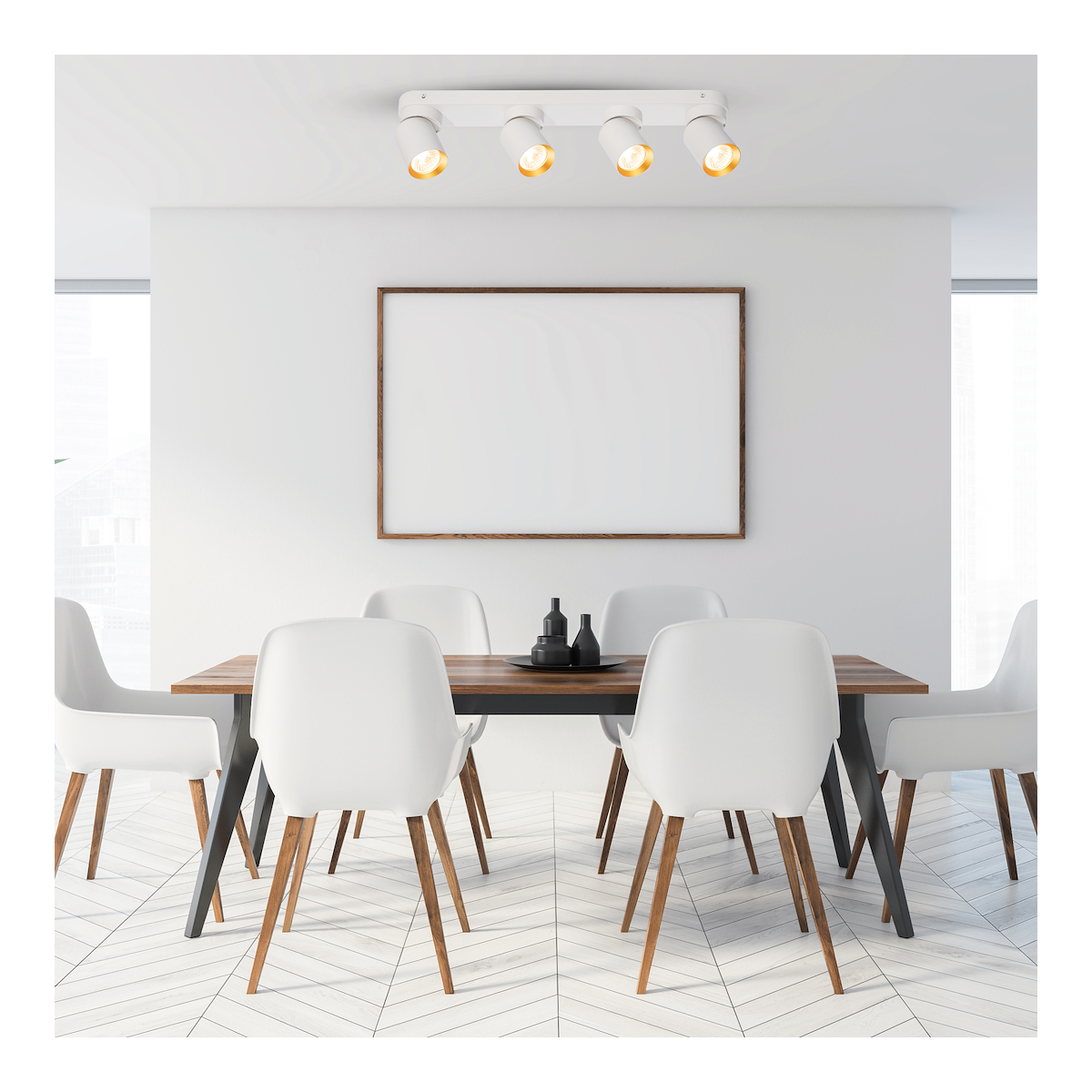 Lampa Andy 4xGU10 biały złoty światło podkreślające charakter wnętrza