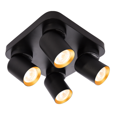 Lampa Andy 4xGU10 kwadrat czarny złoty stylowe lampy sufitowe