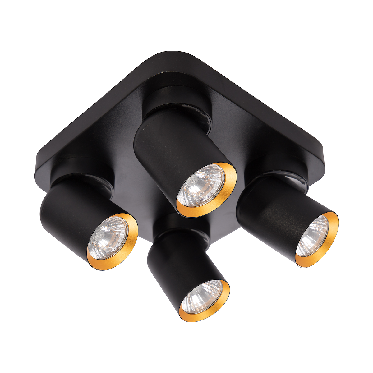 Lampa Andy 4xGU10 kwadrat czarny złoty stylowe lampy sufitowe