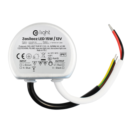 MiLagro EKZAS0235 zasilacz LED 15W IP67 12V stylowe lampy sufitowe
