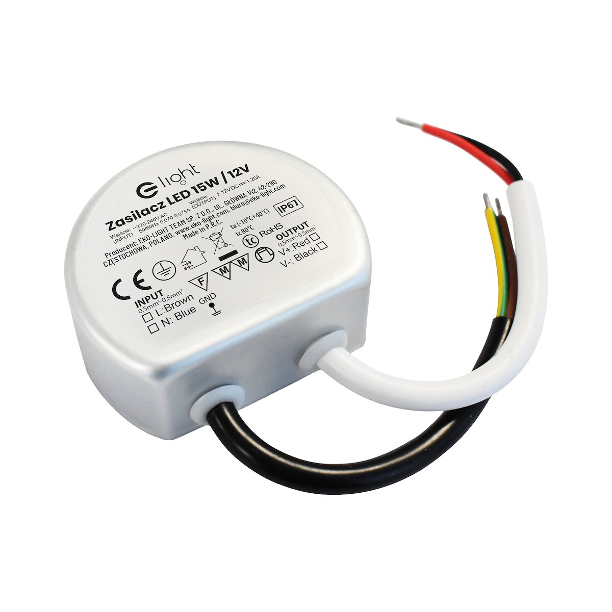MiLagro EKZAS0235 zasilacz LED 15W IP67 12V stylowe lampy sufitowe