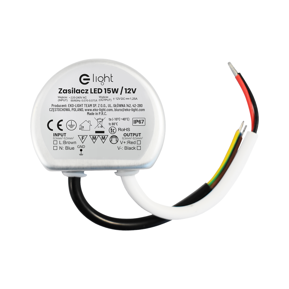 MiLagro EKZAS0235 zasilacz LED 15W IP67 12V stylowe lampy sufitowe