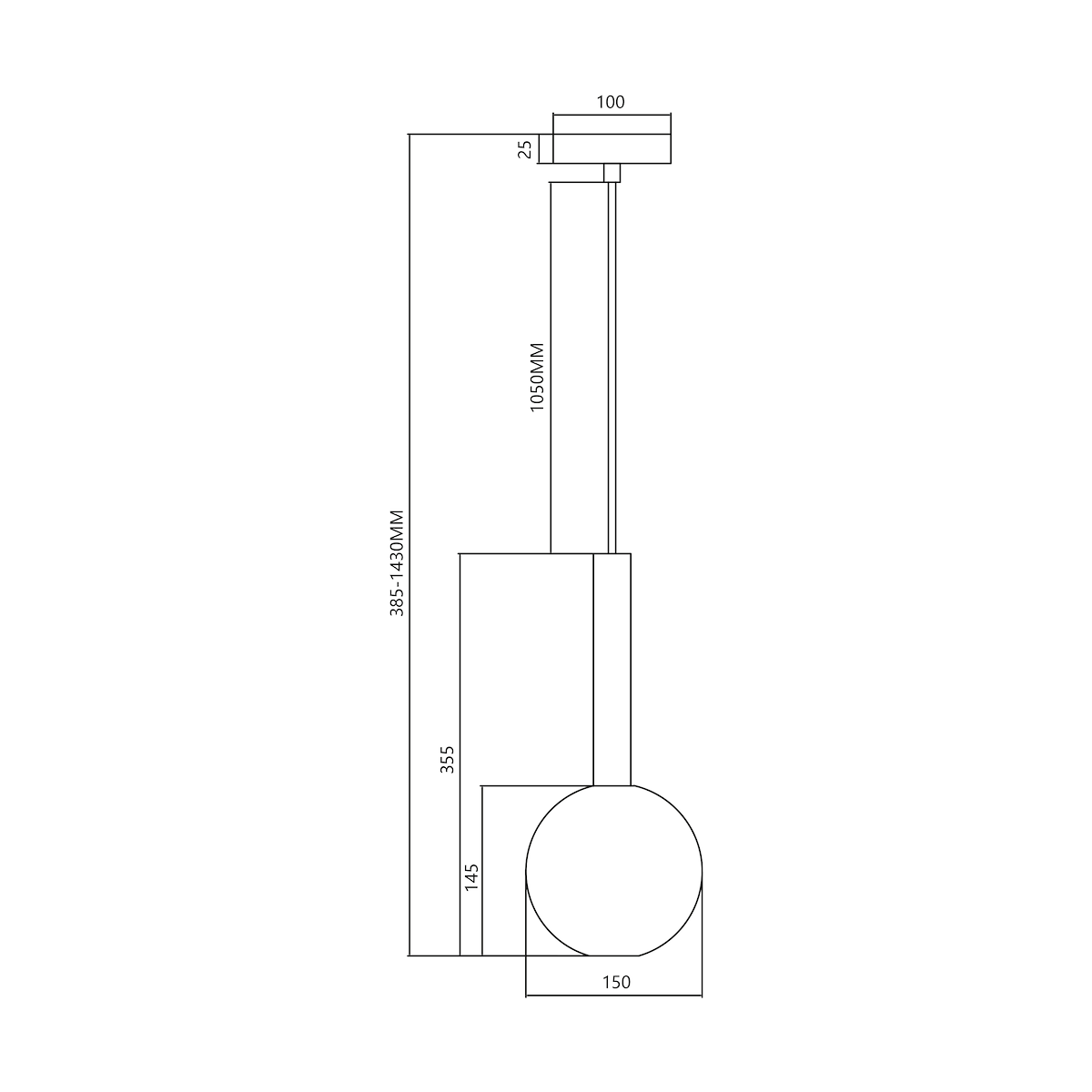 MiLagro Lampa wisząca NIKO BLACK 1xG9 fi 150 ML0331