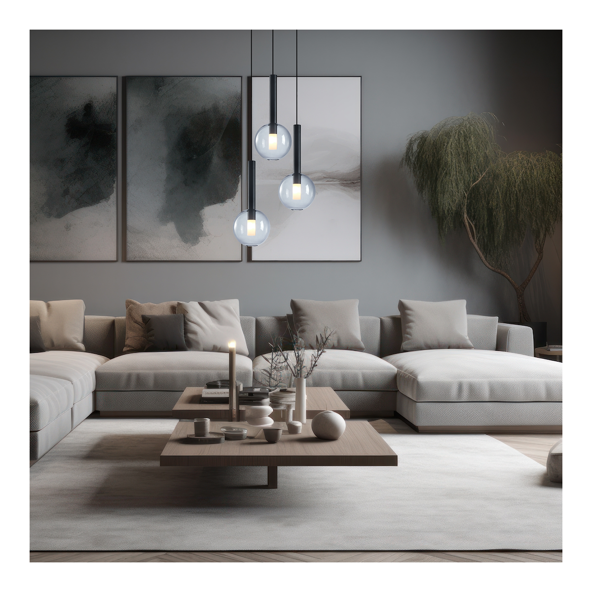 MiLagro MILML0333 - czarna lampa wisząca 3xG9 unikalne oświetlenie