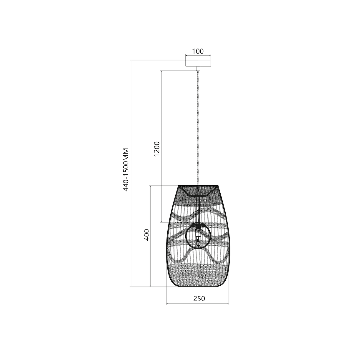 MiLagro Lampa wisząca ARONA NATURAL 1xG9 fi 250 ML0352