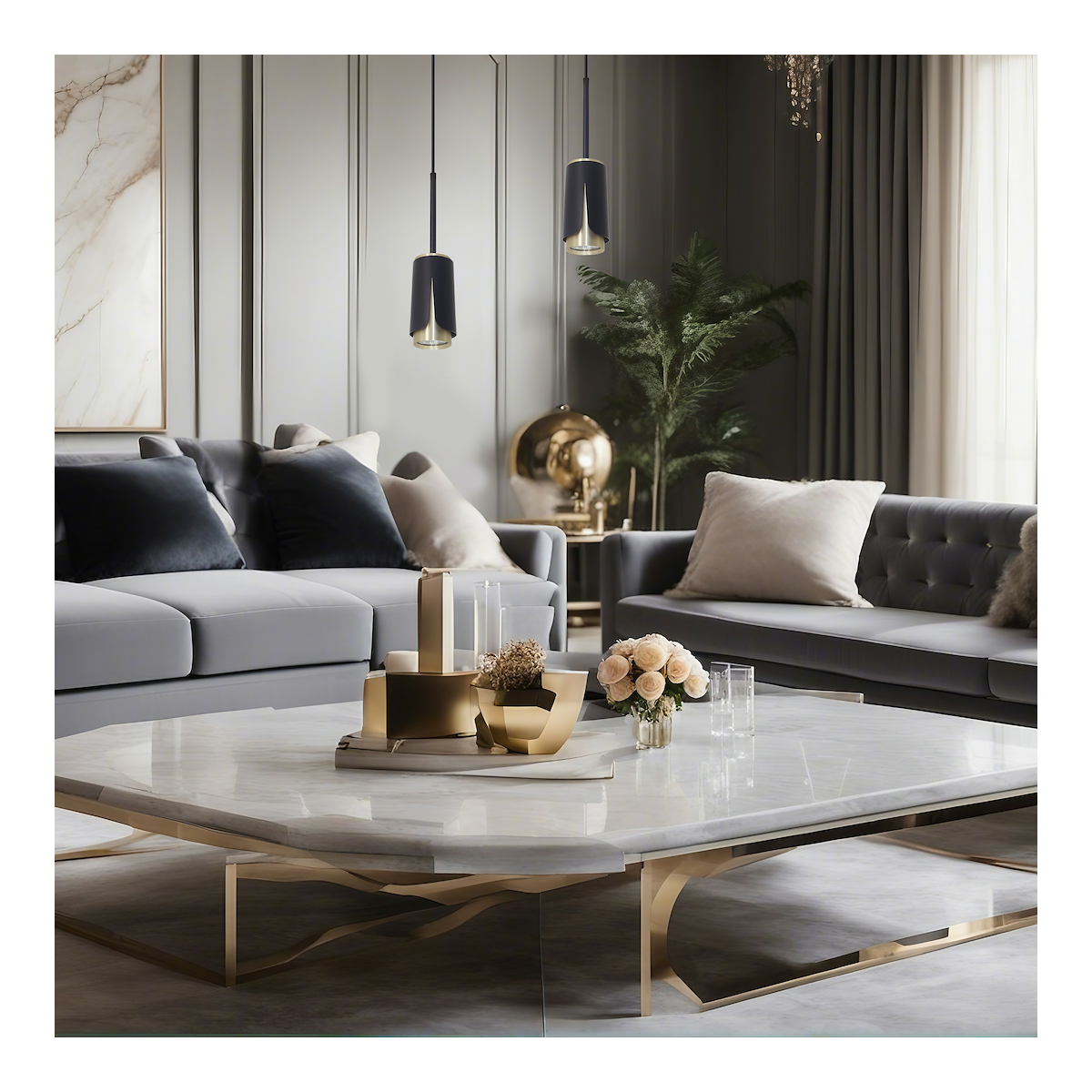 MiLagro ML0267 - Flower Black Gold Lampa Wisząca efektowne oświetleni
