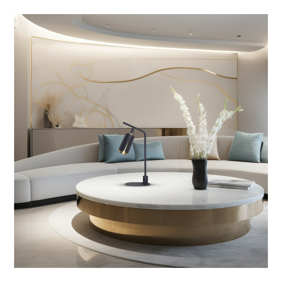 MiLagro ML0268 - Flower Black Gold Lampka Gabinetowa dekoracyjne oświ