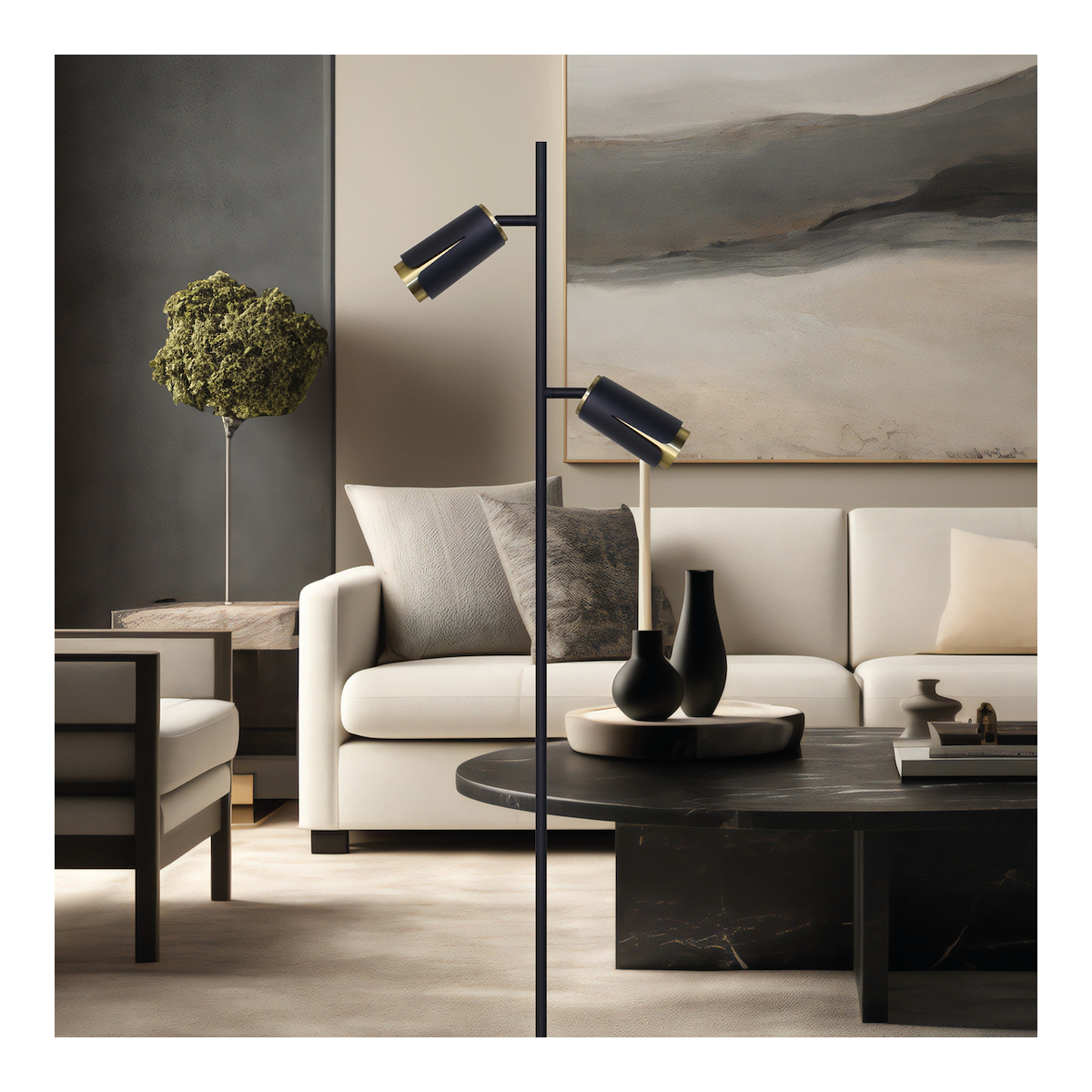 MiLagro ML0269 - Flower Black Gold Lampa Podłogowa eleganckie oświetl