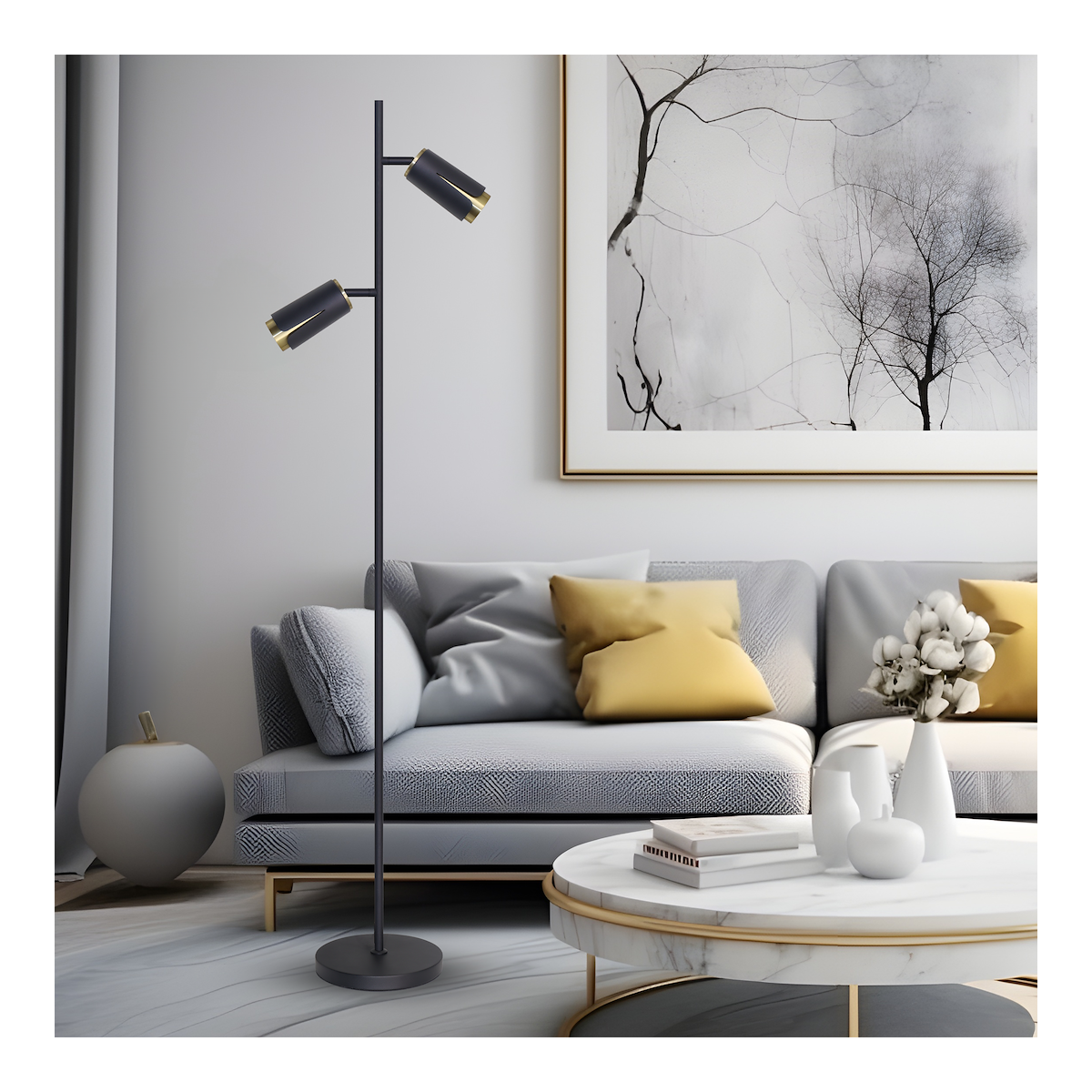 MiLagro ML0269 - Flower Black Gold Lampa Podłogowa eleganckie oświetl